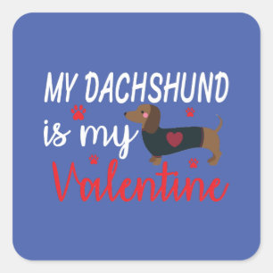 Dackel Herz Valentinstag Funny Dog Valentin Quadratischer Aufkleber