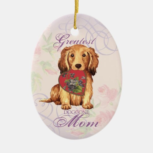 Dackel Herzliche Mama Keramik Ornament (Vorne)
