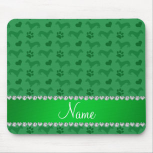 Dackel-Herztatzen des individuellen Namens grüne Mousepad