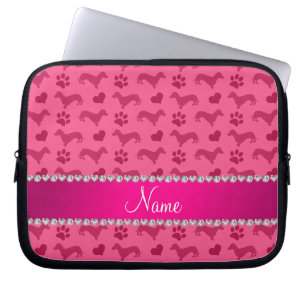 Dackel-Herztatzen des individuellen Namens rosa Laptopschutzhülle