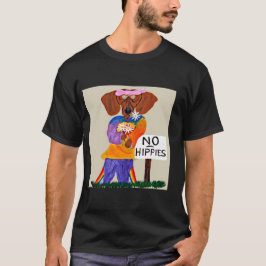 Dackel-Hippie an Schild 'Keine Hippies' T-Shirt