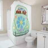 Dackel-Hippies im Blumen-Liebe-Mobile Duschvorhang (Beispiel)