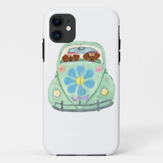 Dackel-Hippies in ihrem Blumen-Liebe-Mobile Case-Mate iPhone Hülle (Rückseite)
