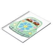 Dackel-Hippies in ihrem Blumen-Liebe-Mobile Notizblock (Linke Seite)