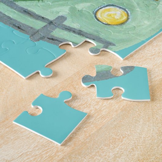 Dackel-Hippies in ihrem Blumen-Liebe-Mobile Puzzle (Seite)