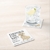 Dackel-Hochzeit mit glatter Creme Rechteckiger Pappuntersetzer (Vor Ort)