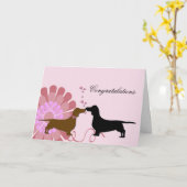 Dackel-Hochzeits-Verlobungs-Glückwünsche Karte (Gelbe Blume)