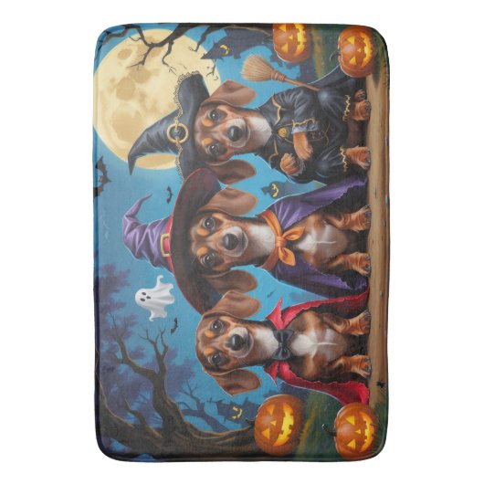 Dackel Hogs Pumpkin Halloween Funny Badematte (Vorderseite Vertikal)