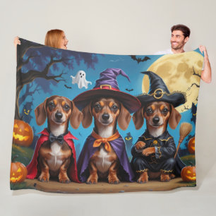 Dackel Hogs Pumpkin Halloween Funny Fleecedecke