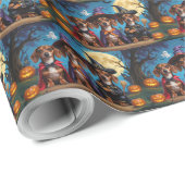 Dackel Hogs Pumpkin Halloween Funny Geschenkpapier (Rolleneckpunkt)