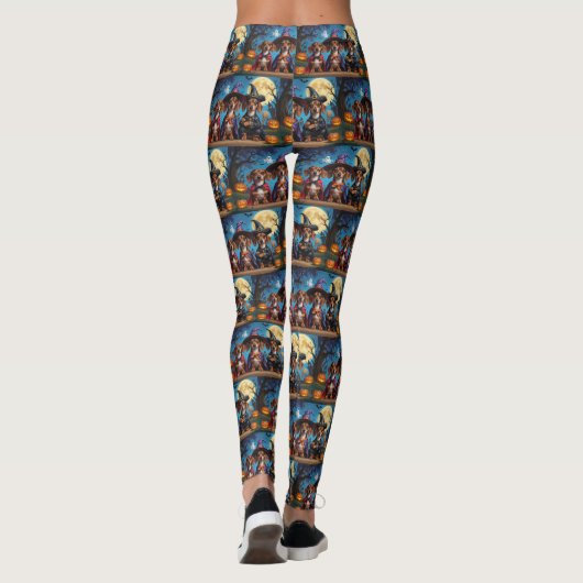 Dackel Hogs Pumpkin Halloween Funny Leggings (Rückseite)