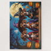 Dackel Hogs Pumpkin Halloween Funny Puzzle (Vertikal)