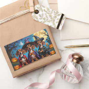 Dackel Hogs Pumpkin Halloween Funny Rechteckiger Aufkleber