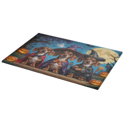 Dackel Hogs Pumpkin Halloween Funny Schneidebrett (Ecke)