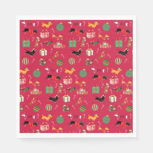 Dackel Holiday Paper Napkins Serviette (Vorderseite)