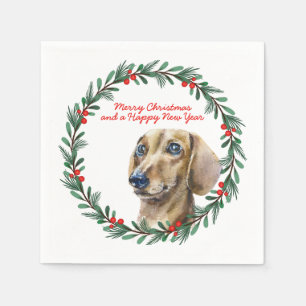 Dackel Holiday Wreath Personalisiert Weihnachten Serviette