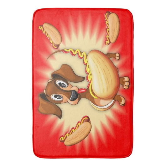 Dackel Hot Dog Badematte (Vorderseite Vertikal)