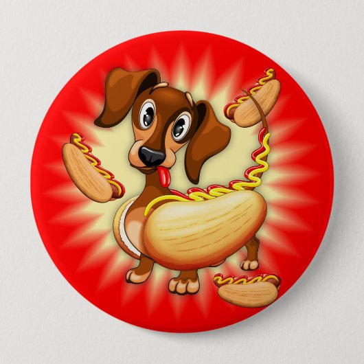 Dackel Hot Dog Button (Vorderseite)