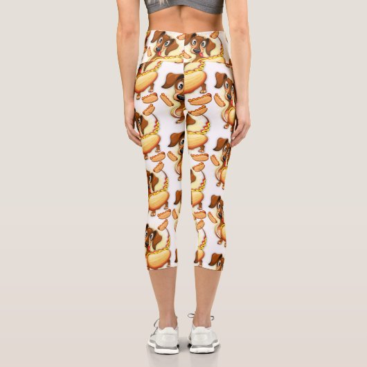 Dackel Hot Dog Capri Leggings (Rückseite)