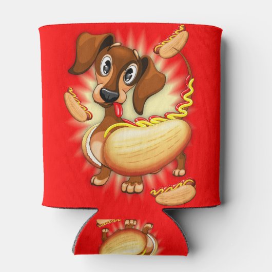 Dackel Hot Dog Dosenkühler (Rückseite)