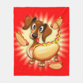 Dackel Hot Dog Fleecedecke (Vorderseite)