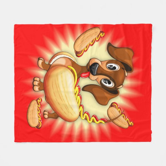 Dackel Hot Dog Fleecedecke (Vorderseite (Horizontal))