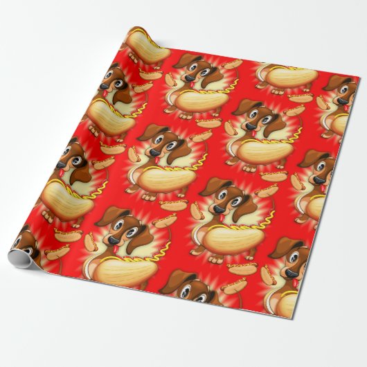 Dackel Hot Dog Geschenkpapier (Ungerollt)
