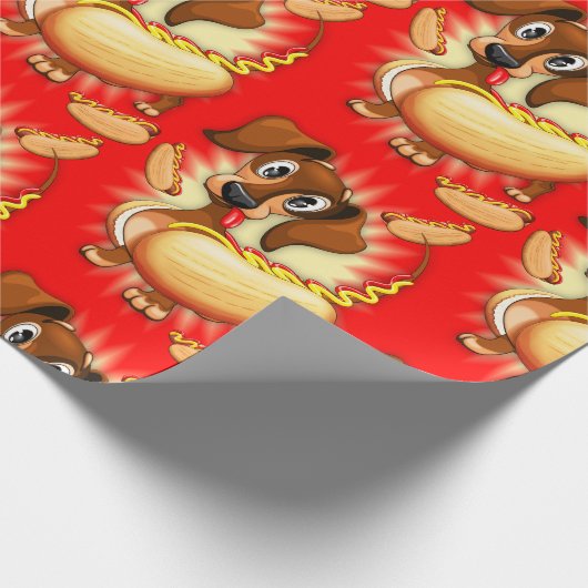 Dackel Hot Dog Geschenkpapier (Ecke)