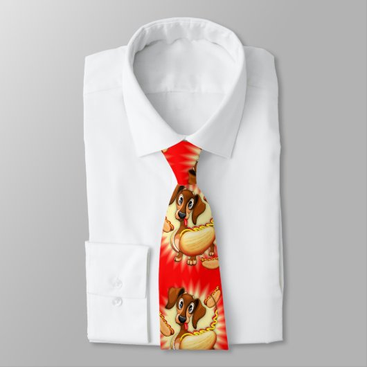 Dackel Hot Dog Krawatte (Gebunden)
