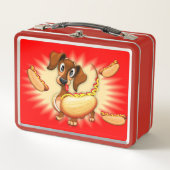 Dackel Hot Dog Metall Brotdose (Vorderseite)