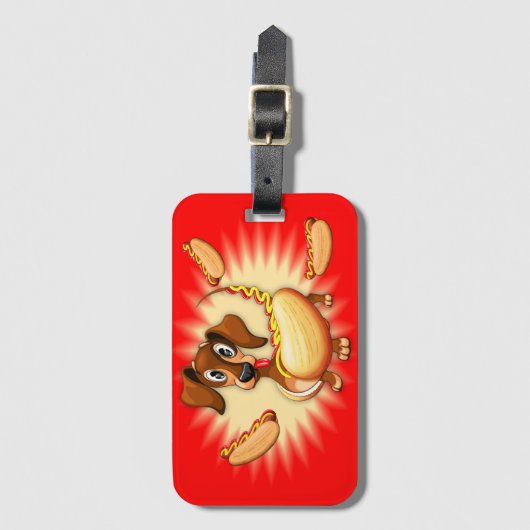 Dackel Hot Dog Niedlich und lustig Gepäckanhänger (Vorderseite Vertikal)