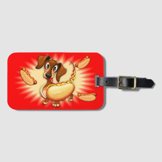 Dackel Hot Dog Niedlich und lustig Gepäckanhänger (Vorderseite (Horizontal))