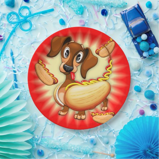 Dackel Hot Dog Pappteller (Party)
