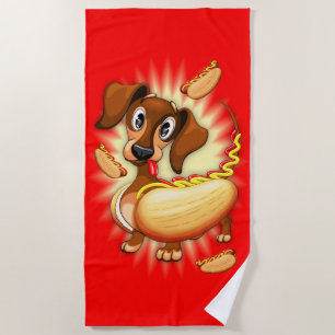 Dackel Hot Dog Strandtuch