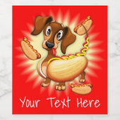 Dackel Hot Dog Weinetikett (Einzelnes Label)