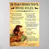 Dackel House Rules Poster Geschenk für Männer Frau (Vorne)