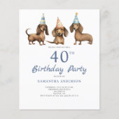 Dackel Hund 40. Geburtstag Einladung Flyer (Vorne)