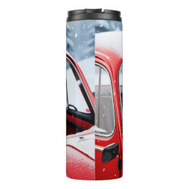 Dackel Hund auf dem Auto und die Ferien Thermosbecher