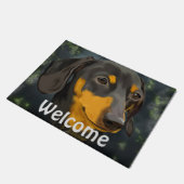 Dackel Hund aus Schwarz und Rost Fußmatte (Schrägansicht)