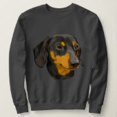 Dackel Hund aus Schwarz und Rost Sweatshirt (Design vorne)