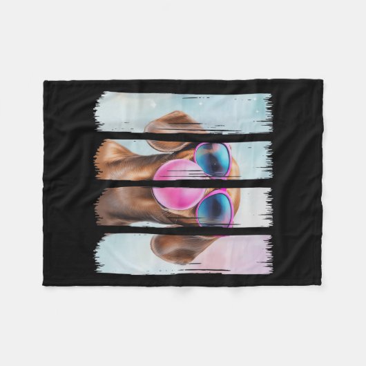 Dackel Hund blasen Bubblegum Trage Gles Niedlich D Fleecedecke (Vorderseite (Horizontal))