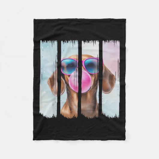 Dackel Hund blasen Bubblegum Trage Gles Niedlich D Fleecedecke (Vorderseite)