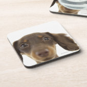Dackel-Hund (Braun) 2 Untersetzer (Linke Seite)