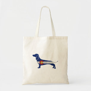 Dackel Hund Colorado Flag Silhouette Tragetasche
