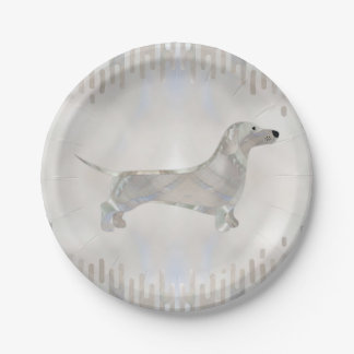 Dackel Hund - Dackel Perle Silhouette Pappteller