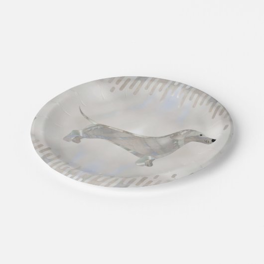 Dackel Hund - Dackel Perle Silhouette Pappteller (Schrägansicht)