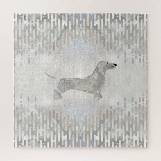 Dackel Hund - Dackel Perle Silhouette Puzzle (Vertikal)