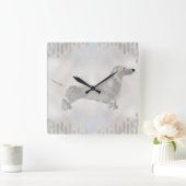 Dackel Hund - Dackel Perle Silhouette Quadratische Wanduhr (Zuhause)