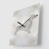 Dackel Hund - Dackel Perle Silhouette Quadratische Wanduhr (Winkel)