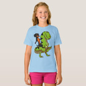 Dackel Hund Dackel Riding T-Rex Dinosaurier T-Shirt (Vorne ganz)